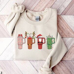 Womens Christmas Sweatshirt Christmas Cups Sweatshirt 05